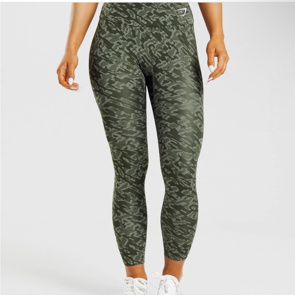 Gymshark Training Leggings, Green Print